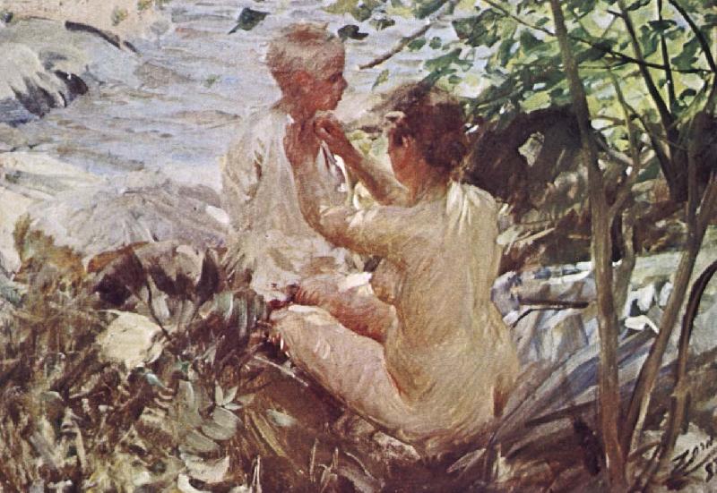 Anders Zorn kvinna klar sitt bar oil painting picture